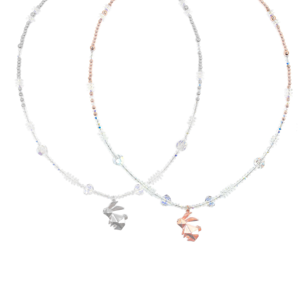 AN02 摺紙小兔高貴水晶香薰頸鏈