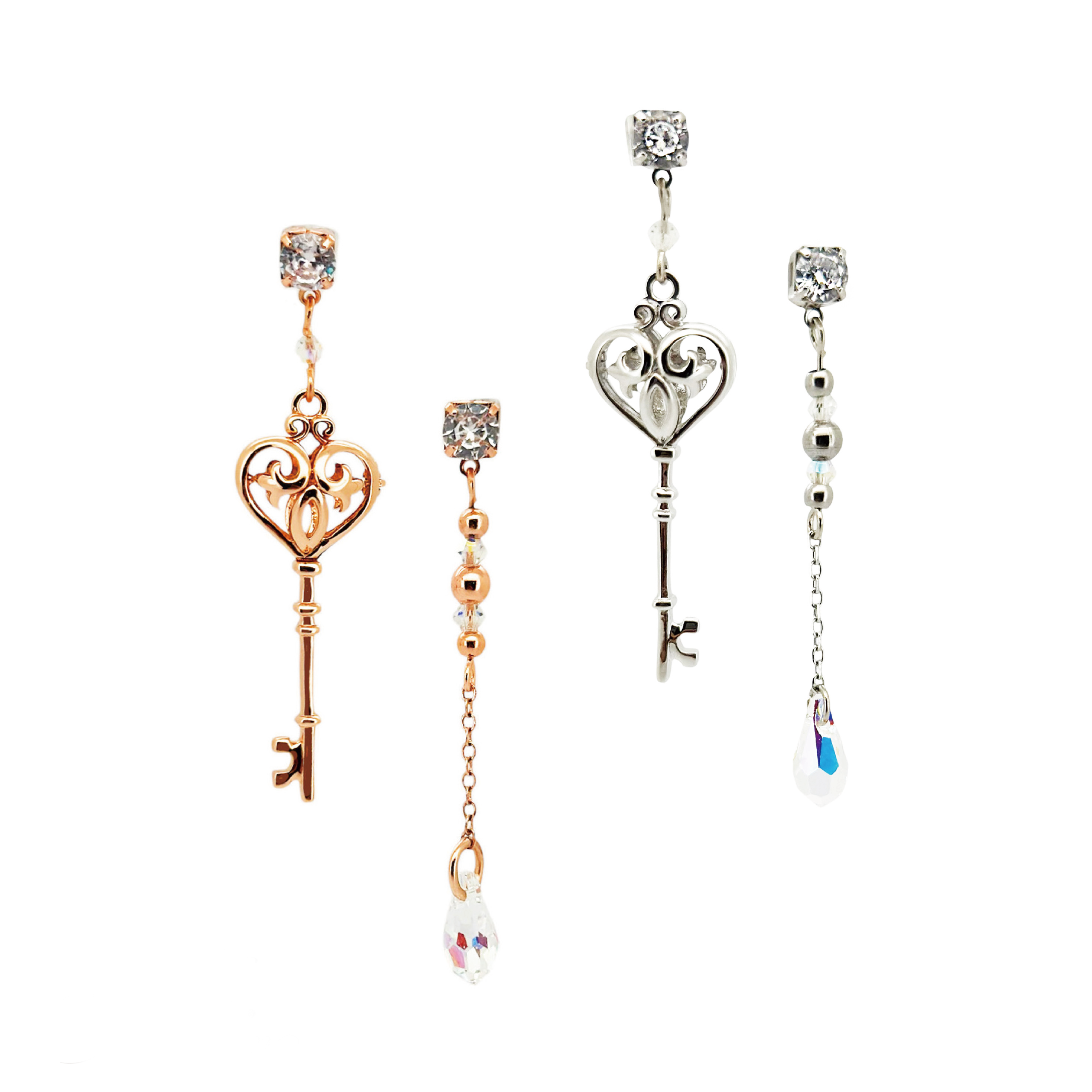 BE04 愛心鎖匙香薰耳環