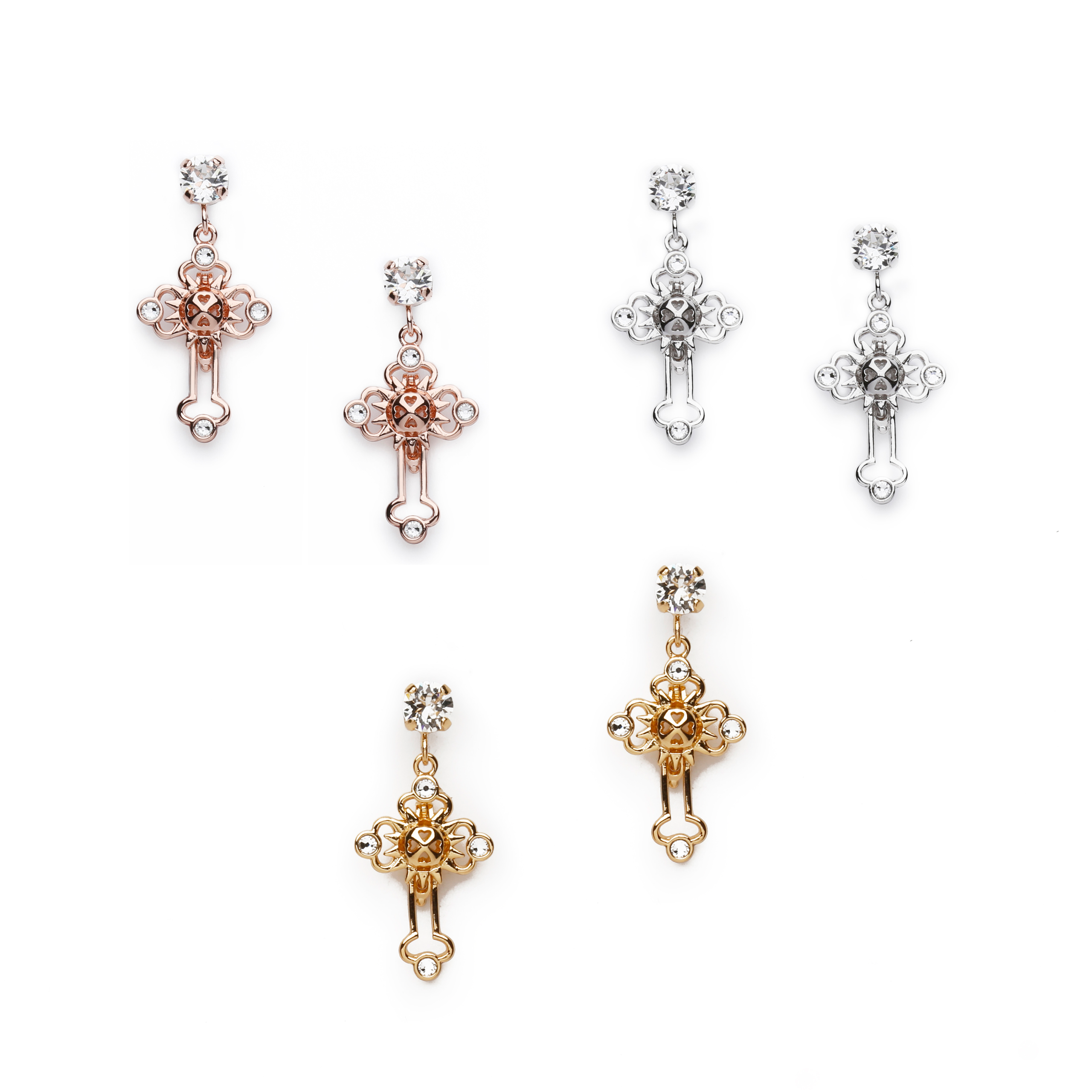 BE06 迷你十字架香薰耳環