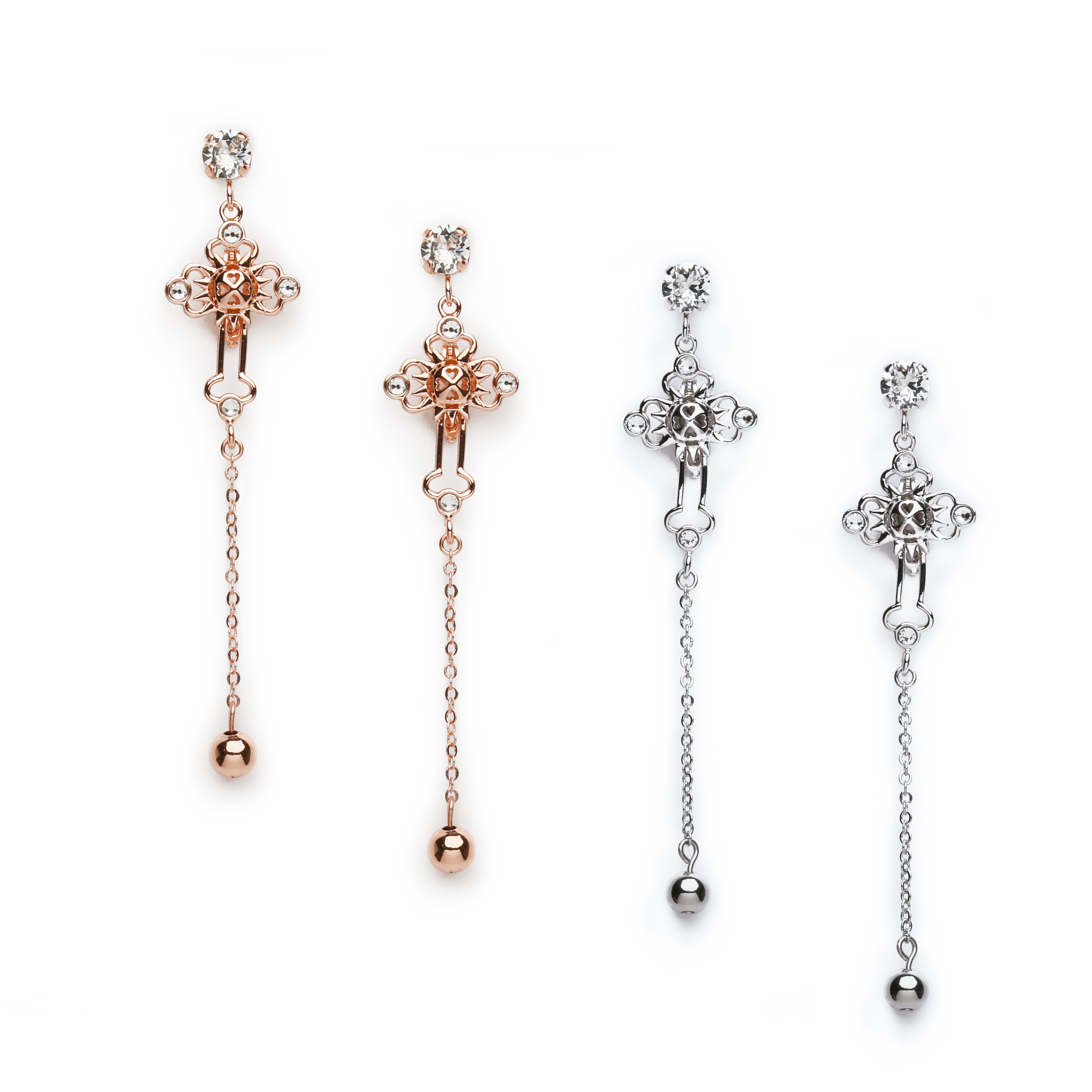 BE07 迷你十字架長香薰耳環