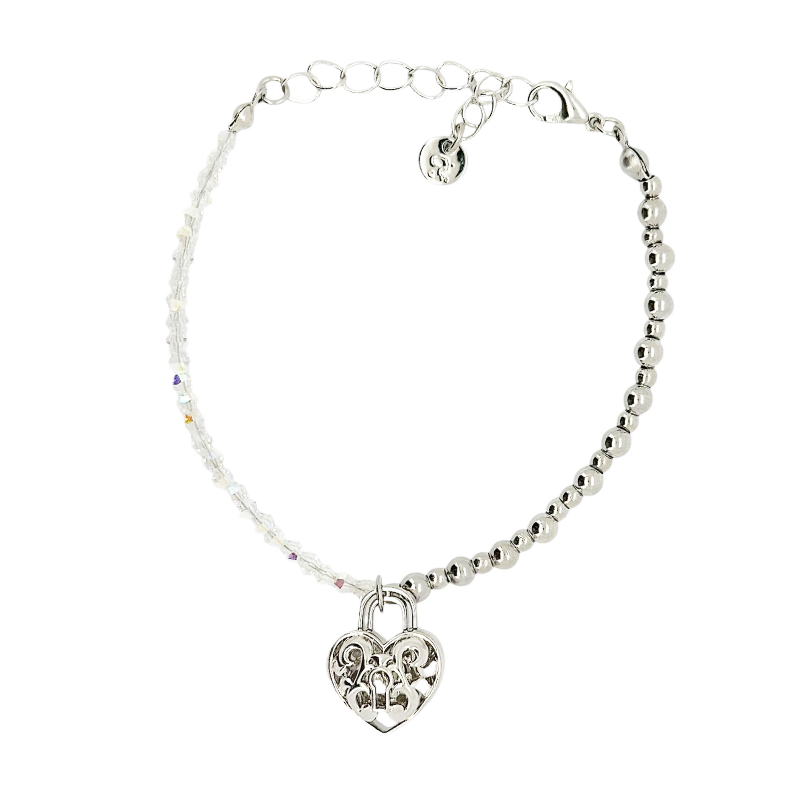 BB07 水晶愛心鎖香薰手鏈 - Image 3