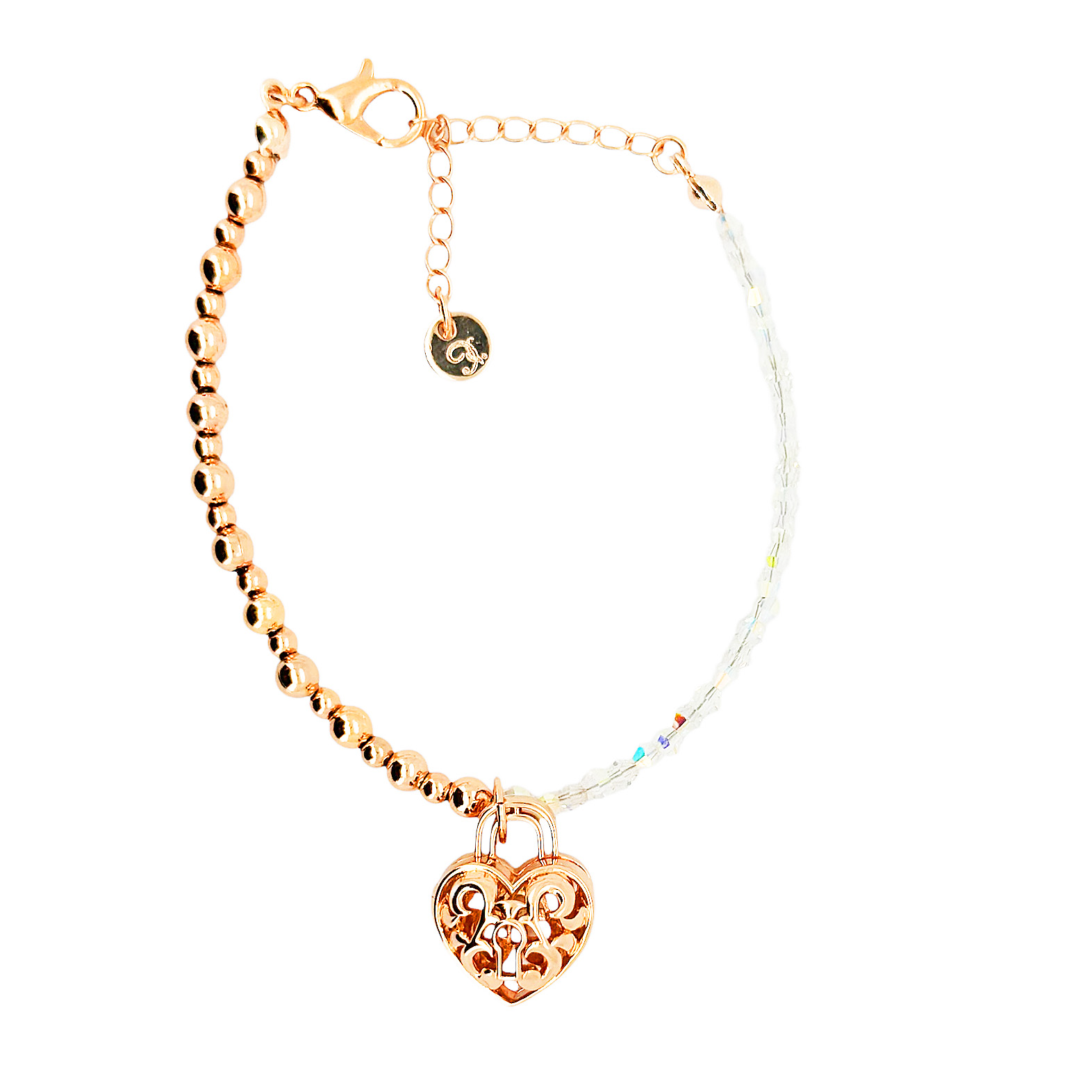 BB07 水晶愛心鎖香薰手鏈 - Image 2