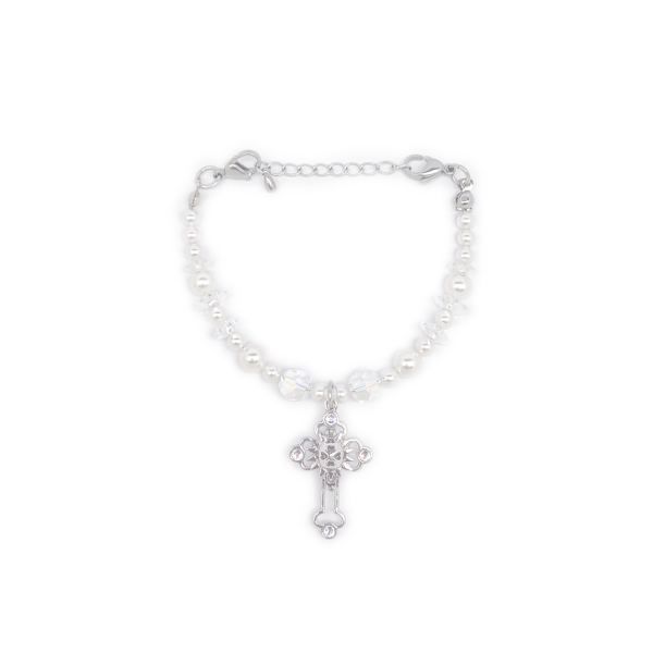 FB02 珍珠迷你十字架香薰手鏈