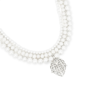 FN05 三層幻變珍珠水晶愛心香薰頸鏈