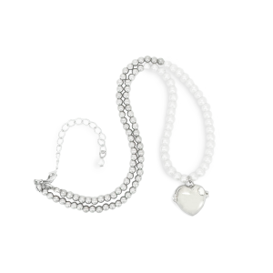 FN08 半珍珠愛心香薰頸鏈